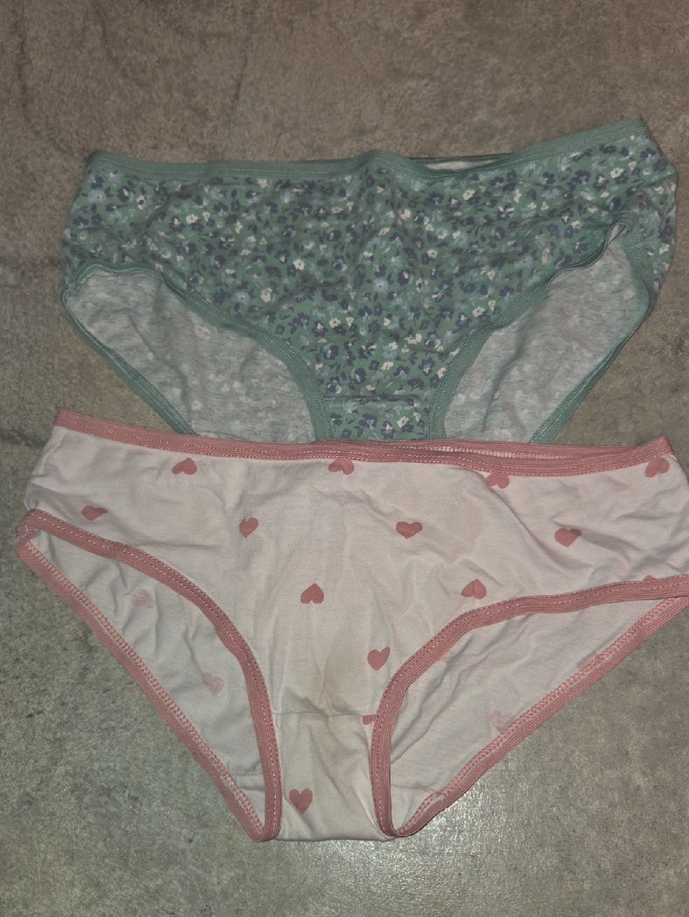 Girls’ Cotton Briefs 2-Pack - Green Floral & Pink Heart